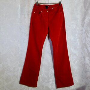 H&M Red Corduroy High Rise Flare Pants Trousers Women's Size 8